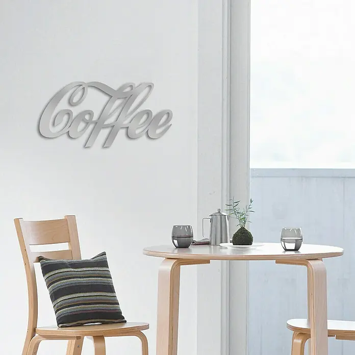 Wandobjekt - Coffee, Silber/Grau, 60 x 25 cm - Vorderansicht