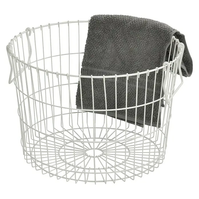 Camargue Bad-Aufbewahrungskorb Samu - Ø x H: 37 x 26 cm, Metall, Weiß