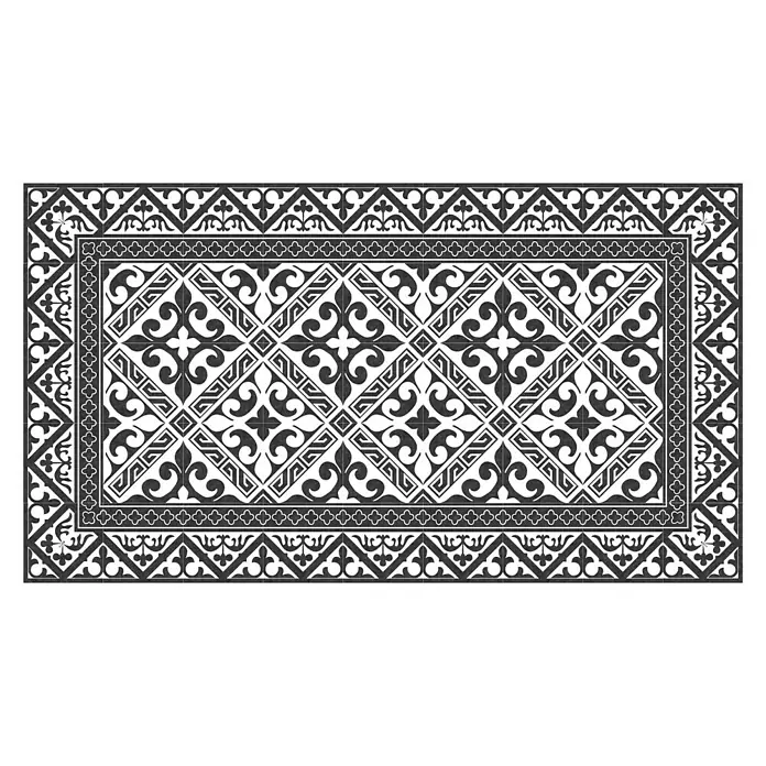 Feinsteinzeugfliese Ecke Versalles - 25 x 25 cm, Schwarz/Weiß, Matt - Vorderansicht