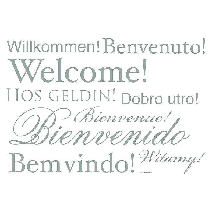 Komar Ukrasna naljepnica - Welcome, Srebrne boje, 70 x 50 cm - Pogled sprijeda