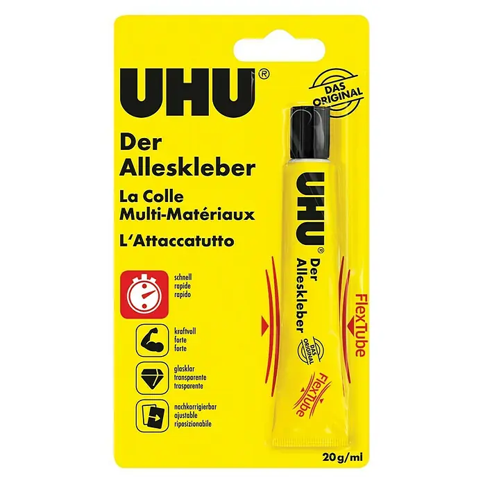 UHU Alleskleber Flex & Clean - 20 g, Kunststofftube - Vorderansicht