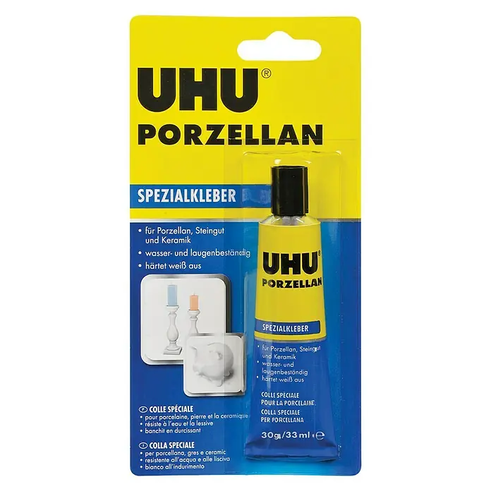 UHU Spezialkleber Porzellan - 30 g, Weiß, Wasserbeständig - Vorderansicht