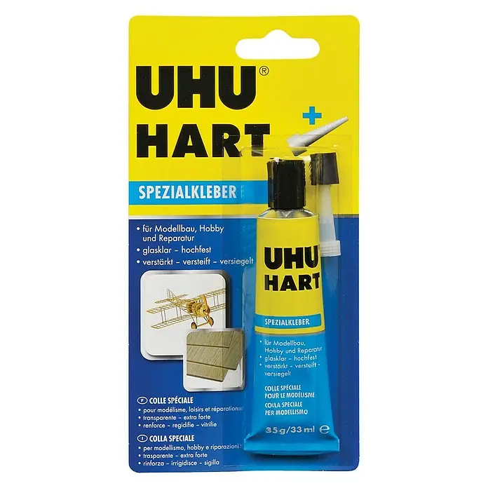 UHU Spezialkleber Hart - 35 g, Tube, Feindosierspitze - Vorderansicht