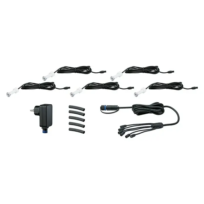 Paulmann Plug & Shine LED-Gartenspot-Set Micro Pen II - 0,22 W, Anzahl Leuchtmittel: 5 Stk., Silber - Vorderansicht