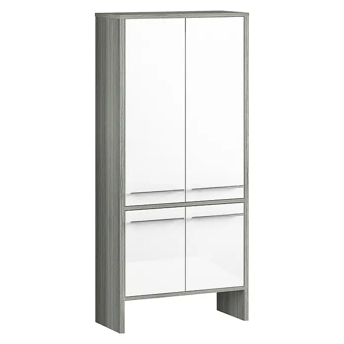 Oslo Midischrank - 62 x 28 x 137 cm, Grafit, Weiß - Vorderansicht