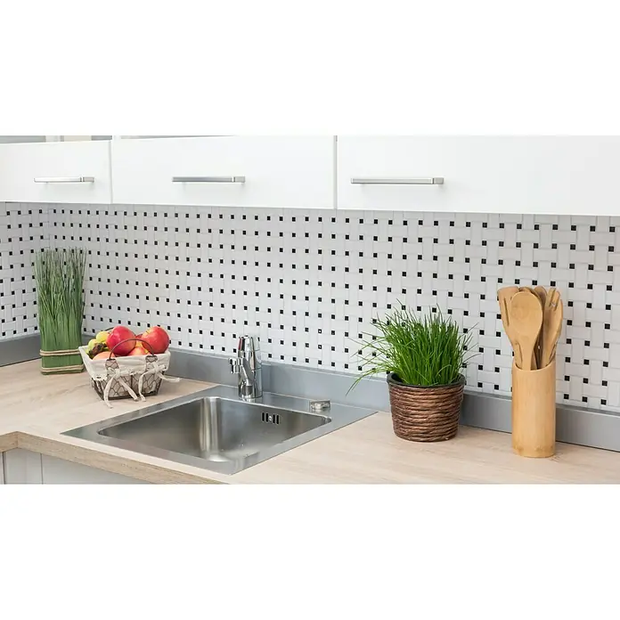 Mosaikfliese Basket CBAS 19 - 30 x 30 cm, Weiß/Schwarz, Matt - Stimmungsaufnahme
