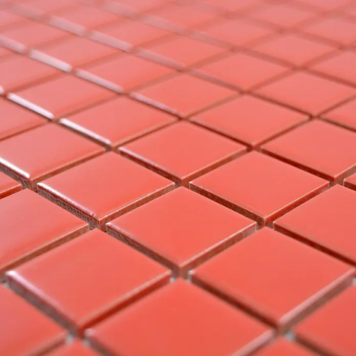 Mosaikfliese Quadrat Uni CG B105 - 33 x 30,2 cm, Rot, Glänzend - Detailaufnahme