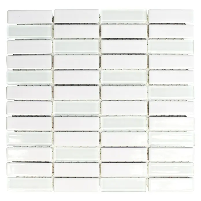 Mosaikfliese Stäbchen Mix ST 315 - 29,7 x 29 cm, Weiß, Glänzend - Ansicht von oben