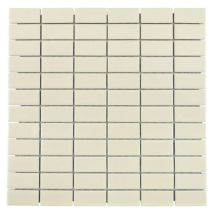 Mosaikfliese Stäbchen Uni ST 405 - 29,8 x 29,8 cm, Beige, Matt - Ansicht von oben