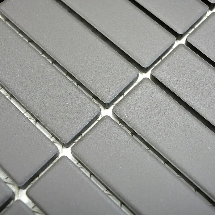 Mosaikfliese Stäbchen Uni CU ST 051 - 29,7 x 29 cm, Braun, Matt - Detailaufnahme