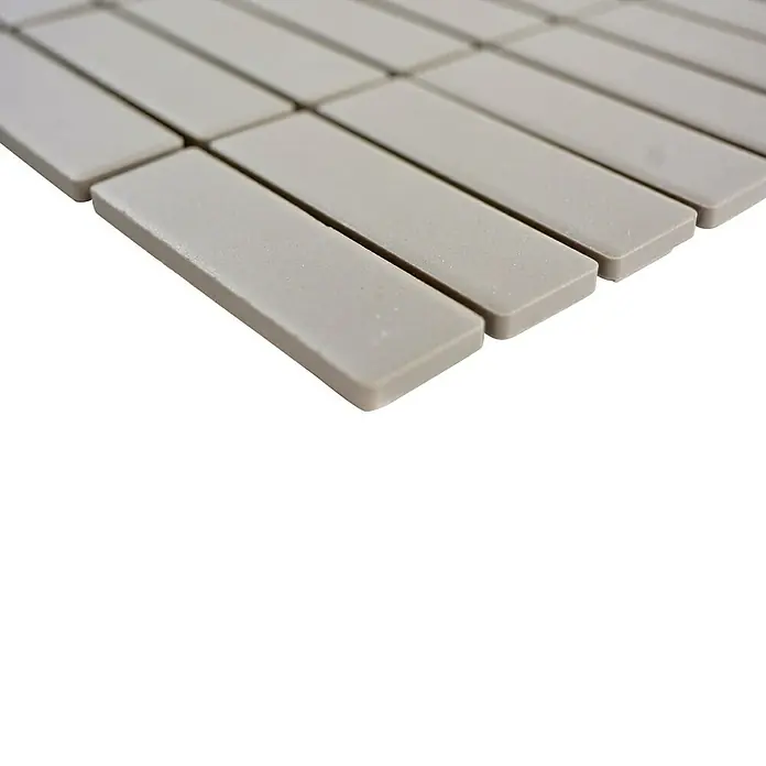 Mosaikfliese Stäbchen Uni CU ST 001 - 29,7 x 29 cm, Hellgrau, Matt - Detailaufnahme
