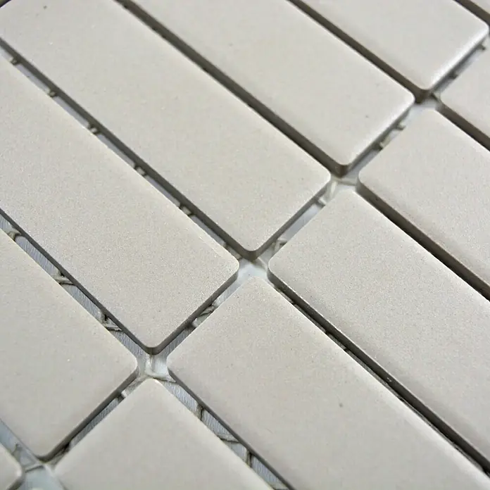 Mosaikfliese Stäbchen Uni CU ST 001 - 29,7 x 29 cm, Hellgrau, Matt - Detailaufnahme