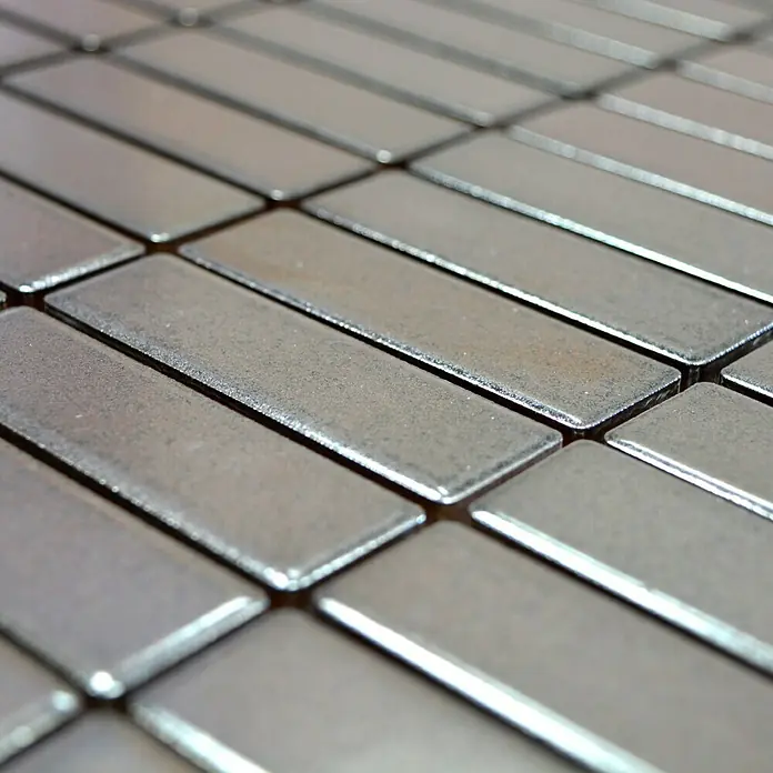 Mosaikfliese Stäbchen Uni ST SILVER - 29,7 x 29 cm, Silber, Matt - Detailaufnahme