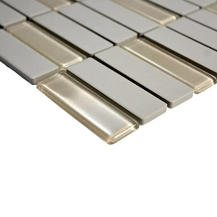 Mosaikfliese Stäbchen Mix CU ST G101 - 29,7 x 29 cm, Hellgrau, Matt - Detailaufnahme