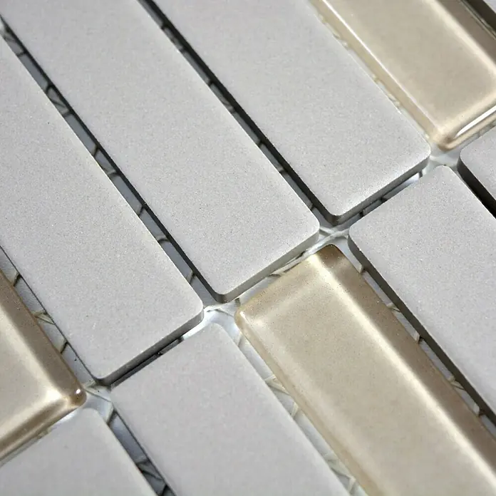 Mosaikfliese Stäbchen Mix CU ST G101 - 29,7 x 29 cm, Hellgrau, Matt - Detailaufnahme