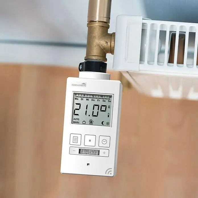 Schellenberg Smart Home Funk-Heizkörperthermostat - Unterstützte Systeme: Abus Smart Friends System - Vorderansicht