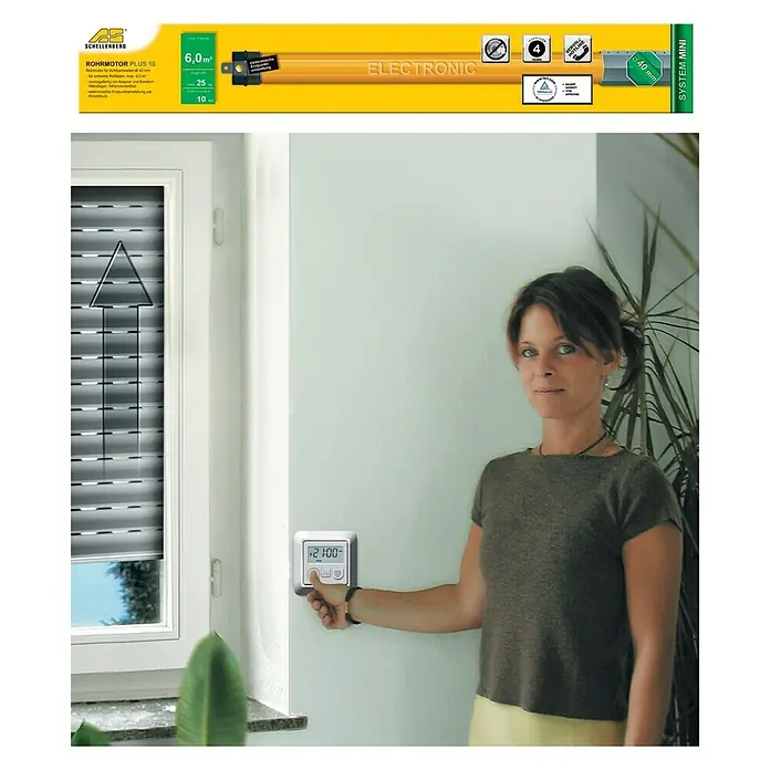 Schellenberg Rohrmotor Mini Plus 10 - Max. Rollladenfläche: 6 m² bei Kunststoffrollläden, Einbaulänge: 570 mm, Zugkraft: 25 kg - Anwendungsbeispiel