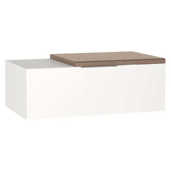 Camargue Cube Sitzbank - 48 x 90 x 30 cm, Weiß - Linke Seitenansicht