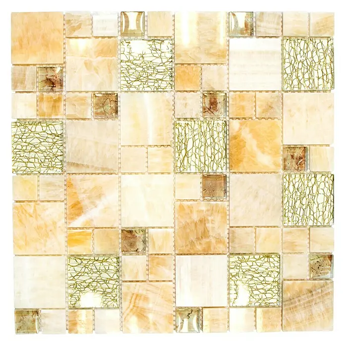 Mosaikfliese Crystal Mix XCM MC649 - 30 x 30 cm, Beige/Braun, Glänzend - Ansicht von oben