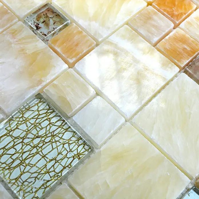 Mosaikfliese Crystal Mix XCM MC649 - 30 x 30 cm, Beige/Braun, Glänzend - Detailaufnahme