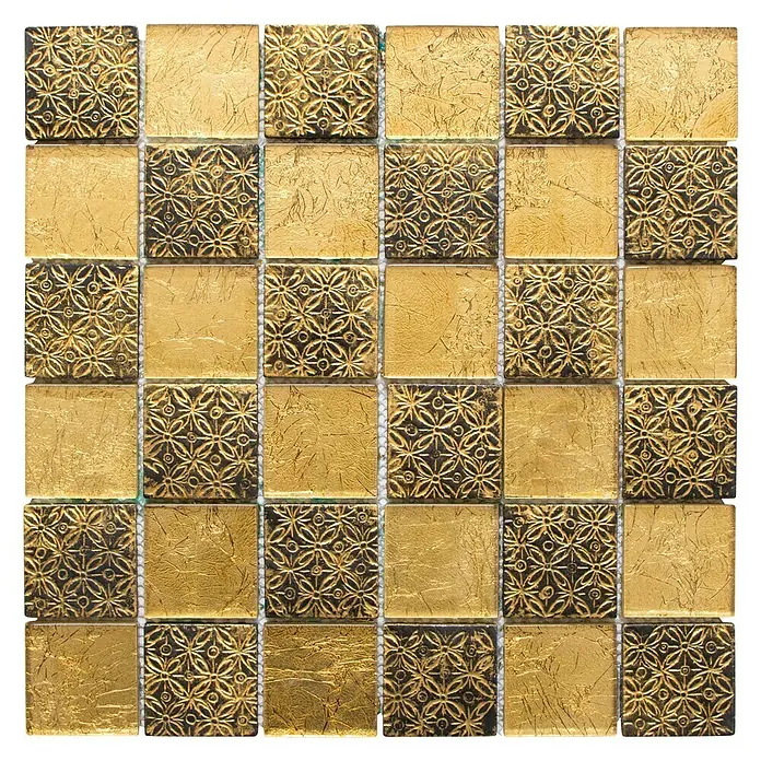 Mosaikfliese Quadrat Crystal Mix XCM 8OP7 - 30 x 30 cm, Gold, Glänzend - Ansicht von oben