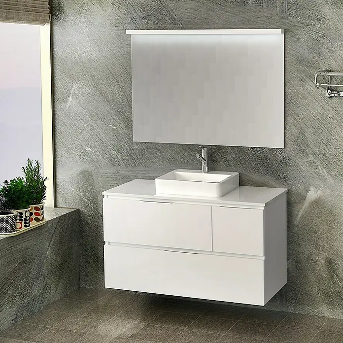 Mueble de lavabo Tina Paris - L x An x Al: 46 x 120 x 64 cm, Blanco - Foto ambiente