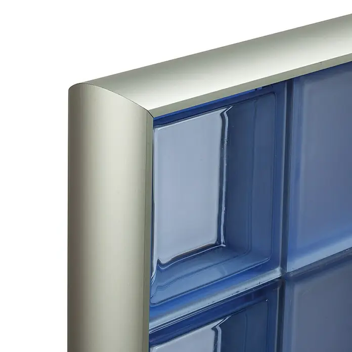 Perfil de bloques de vidrio - Blanco, 1 m x 8 cm, Material: Aluminio - Primer plano