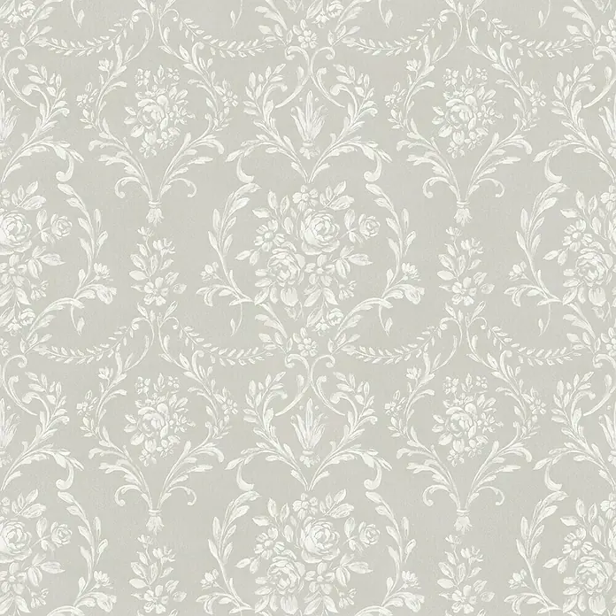 Papel pintado Floral damasco - Gris, 10 x 0,53 m - Vista superior