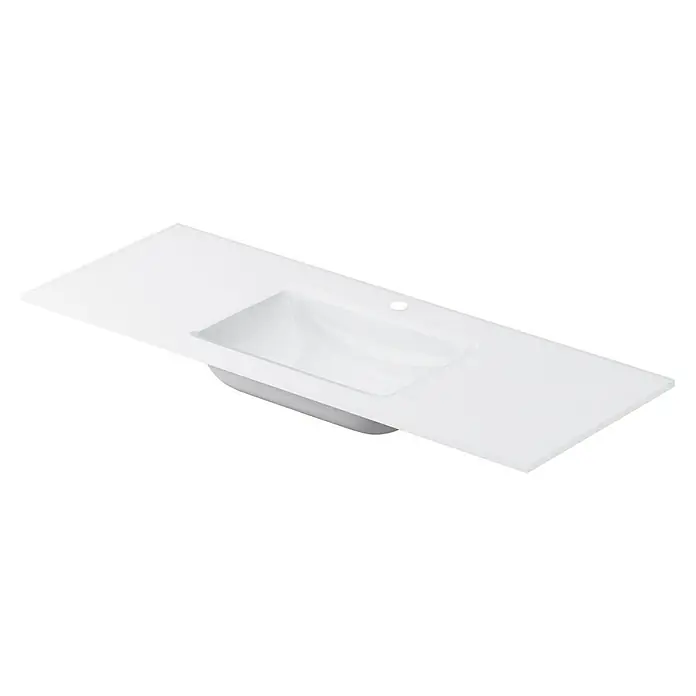 Lavabo Cristal - 121 x 46 cm, Orificios para grifo: Medio, Blanco - Vista angular