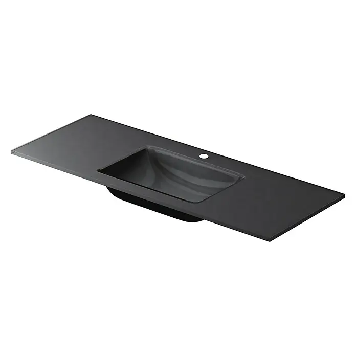 Lavabo Cristal - 121 x 46 cm, Orificios para grifo: Medio, Negro - Vista angular