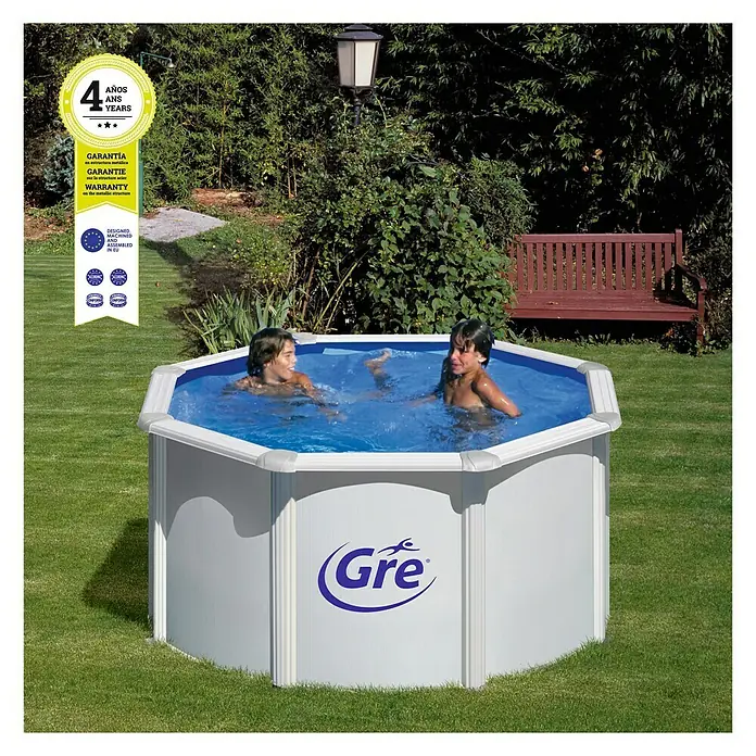 Gre Piscina circular desmontable Fidji - Ø x Al: 240 x 120 cm, 4.750 l, Blanco - Producto en uso