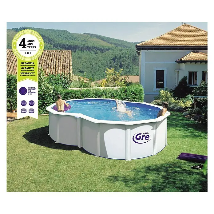 Gre Piscina ovalada desmontable Varadero - 500 x 340 x 120 cm, 13.696 l, Blanco - Producto en uso