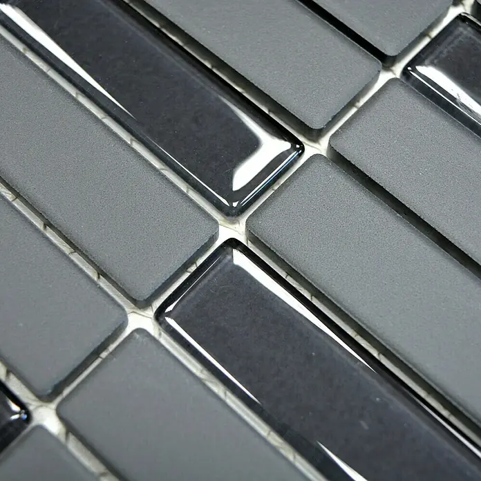 Mosaikfliese Stäbchen Mix CU ST G71 - 29,7 x 29 cm, Schwarz, Matt - Detailaufnahme