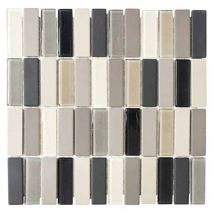 Mosaikfliese Stäbchen Mix CU ST G61 - 29,7 x 29 cm, Beige/Grau, Matt - Draufsicht