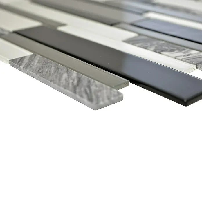 Mosaikfliese Verbund Crystal Mix CM GV34 - 28,6 x 30 cm, Grau/Schwarz, Glänzend - Detailaufnahme