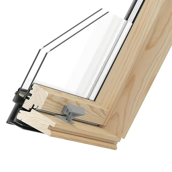 Solid Elements Basic Dachfenster - B x H: 78 mm x 117,8 cm, Holz, Grau/Anthrazit - Detailaufnahme