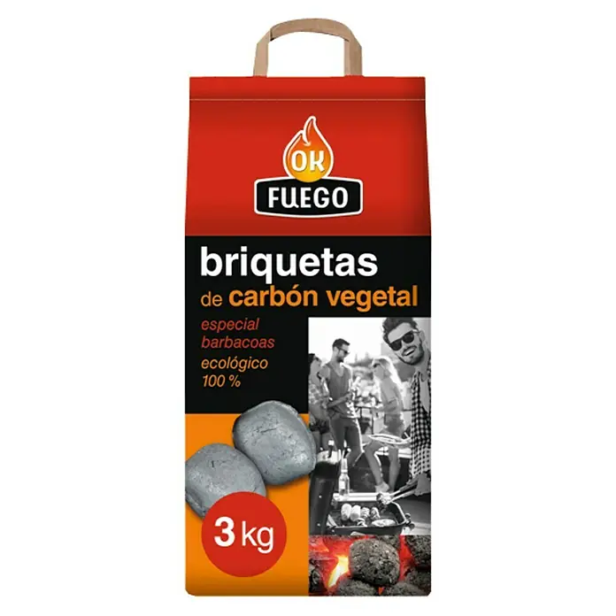 Ok Fuego Briquetas de carbón vegetal para barbacoa - 3 kg