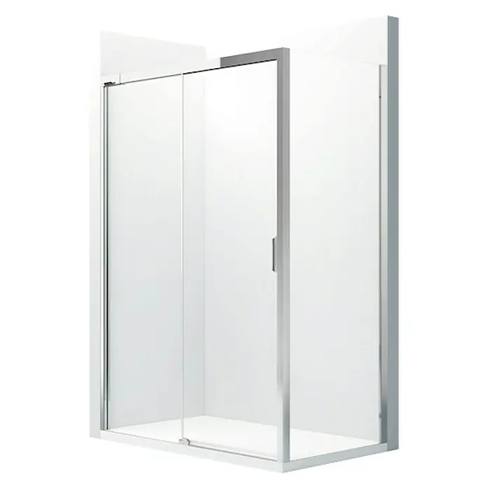 Roca Mampara de ducha frontal Naray L2-E - An x Al: 136,1 x 195 cm, 6 mm, Cromo