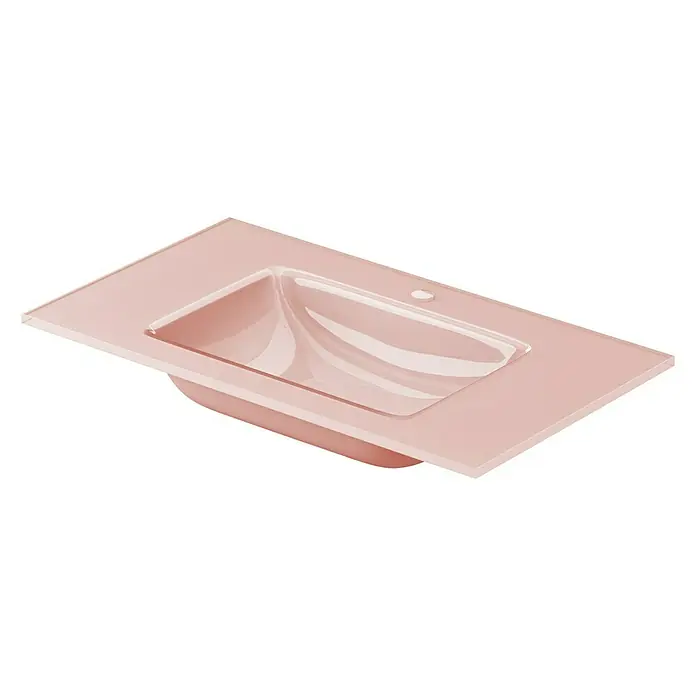 Lavabo Cristal - 81 x 46 cm, Orificios para grifo: Medio, Rosa