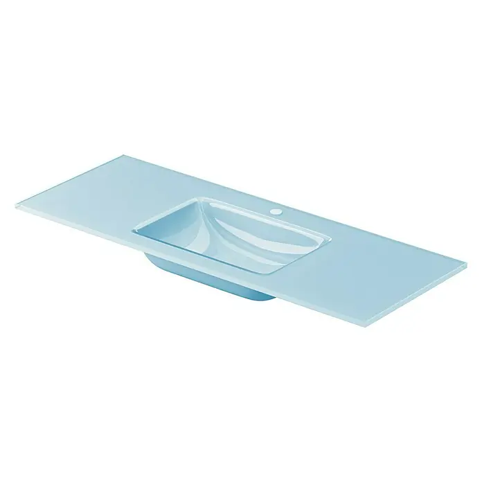 Lavabo Cristal - 121 x 46 cm, Orificios para grifo: Medio, Azul palo