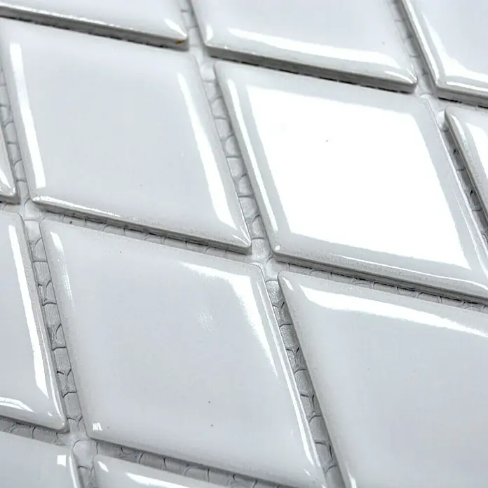 Mosaikfliese Diamant DS W09S - 26,6 x 30,75 cm, Weiß, Glänzend - Detailaufnahme