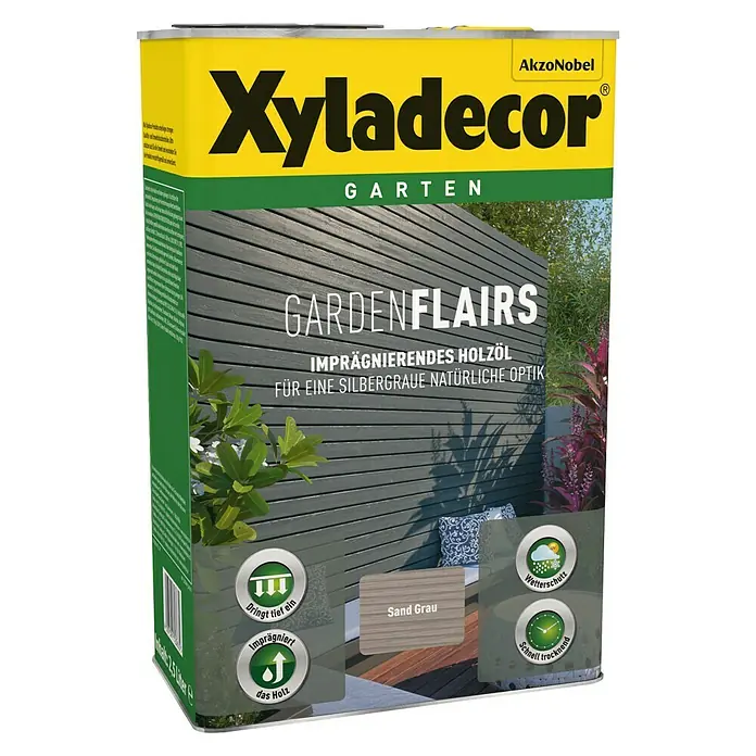 Xyladecor Holzöl GardenFlairs - 2,5 l, Sandgrau, Seidenglänzend