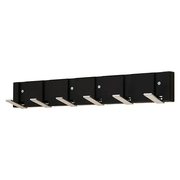 BHP Garderobenleiste - Anzahl Haken: 6 Stk., L x B x H: 2 x 48,4 x 7,2 cm, Schwarz - Vorderansicht