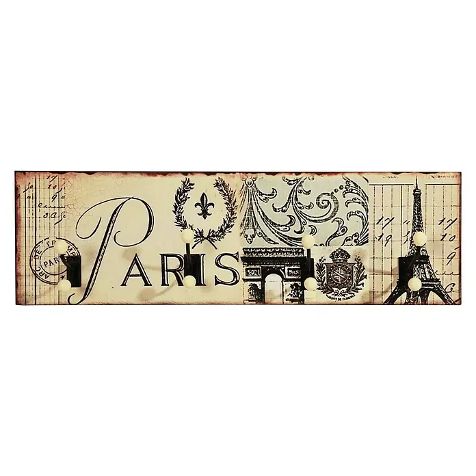 BHP Garderobenleiste - Anzahl Haken: 4 Stk., L x B x H: 9 x 76 x 23 cm, Paris - Vorderansicht
