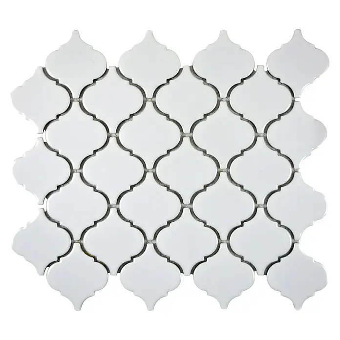 Mosaikfliese Florentiner Uni CLP 1WG - 29,3 x 24,5 cm, Weiß, Glänzend - Ansicht von oben
