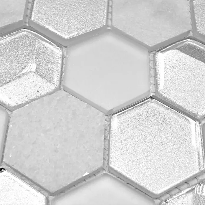 Mosaikfliese Hexagon HXN 11 - 26 x 30 cm, Weiß, Matt - Detailaufnahme