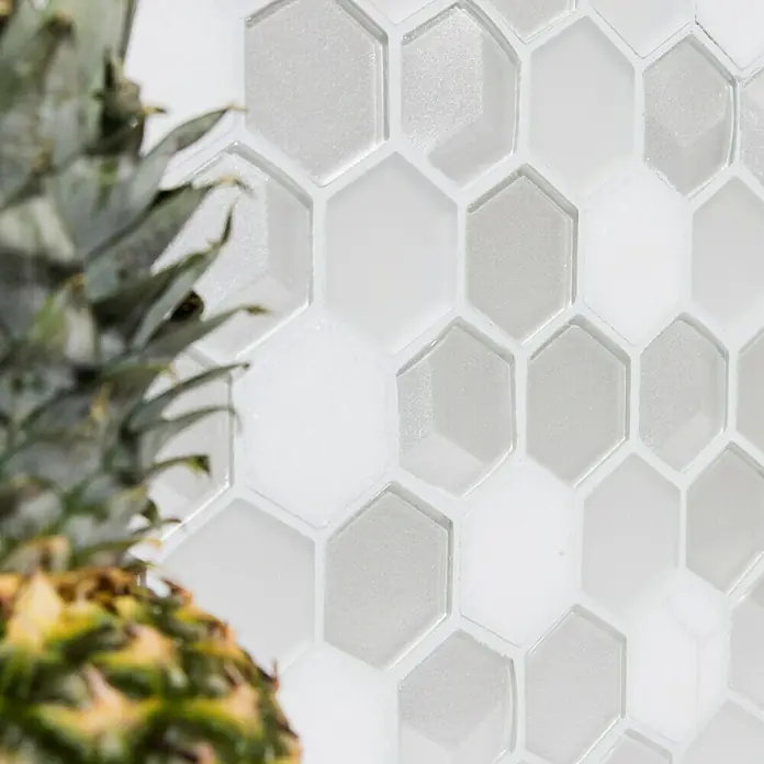 Mosaikfliese Hexagon HXN 11 - 26 x 30 cm, Weiß, Matt - Detailaufnahme