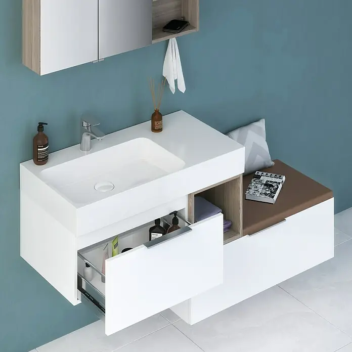 Camargue Cube Sitzbank - 48 x 90 x 30 cm, Weiß - Anwendungsbeispiel