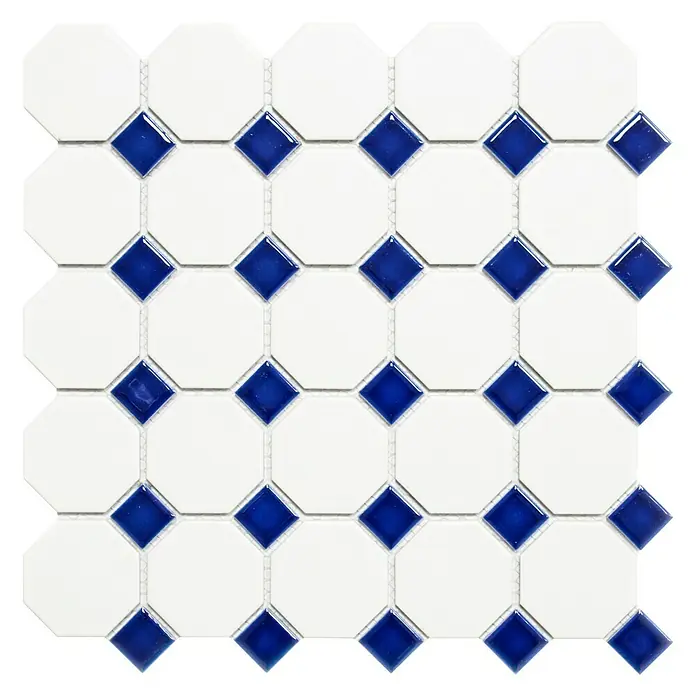 Mosaikfliese Octagon OCTA G464 - 29,5 x 29,5 cm, Blau/Weiß, Matt - Ansicht von oben