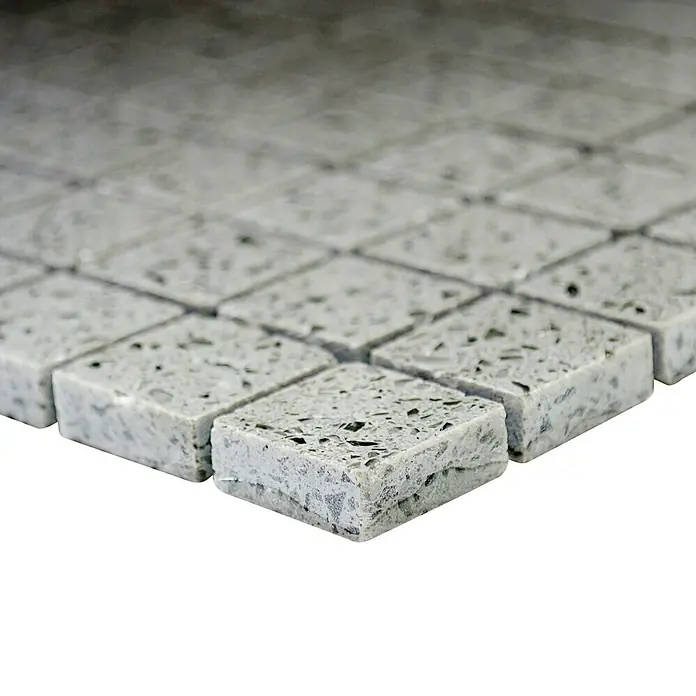 Mosaikfliese Quadrat Artifical XCM ASM23 - 30,5 x 30,5 cm, Grau, Glänzend - Detailaufnahme